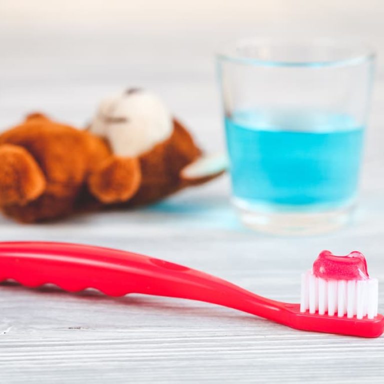 Prevention,And,Care,Children's,Teeth,Wooden,Background,Top,View