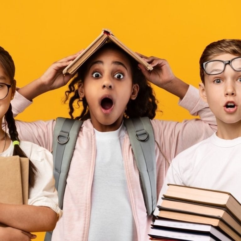 Education,Concept.,Set,Portrait,Of,Diverse,Schoolchildren,Posing,Looking,At