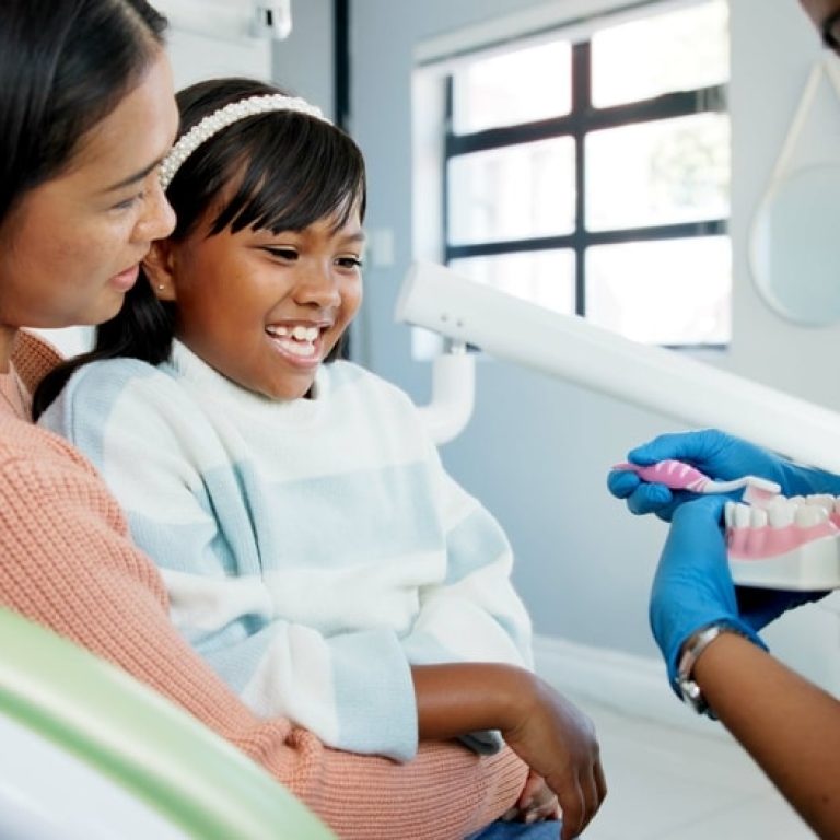 Kid,,Dentist,Or,Education,On,Brushing,Teeth,With,Toothbrush,In